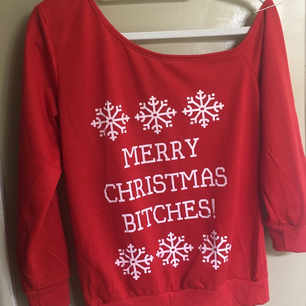 Off shoulder Christmas sweatshirt size M